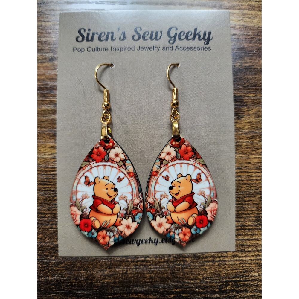 Winnie the Pooh Floral Earrings - Picture 3 of 3